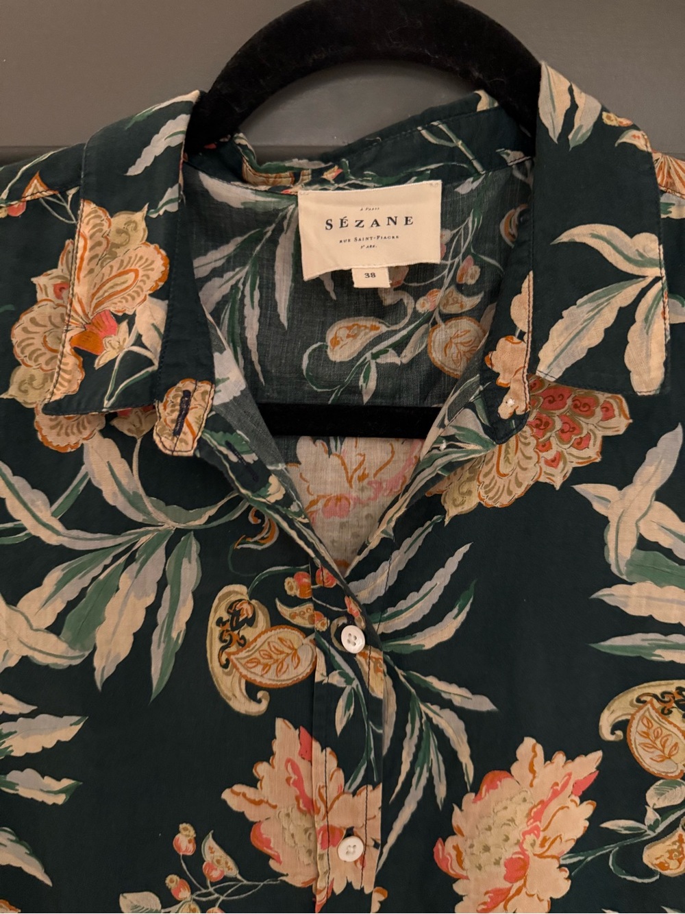 Sézane Piero Sheer Floral Button-Down Blouse - Picture 3 of 5